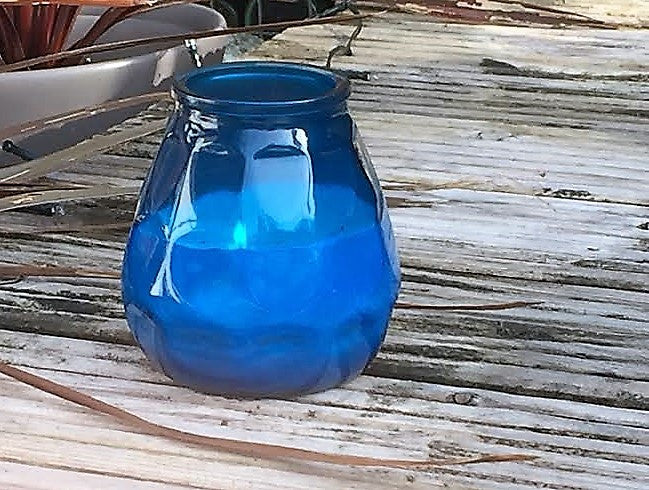 Glass filled Candles Blue (6)